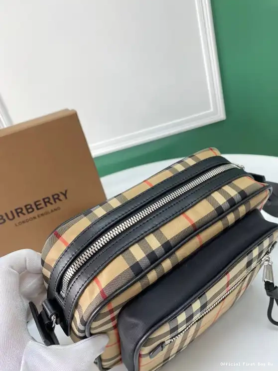 Official First Bag Ru Check Leather BURBERRY Crossbody Vintage Bag and 0606